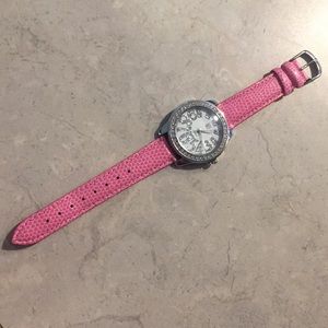 BRAND NEW Pink Quartz Watch with Faux Snakeskin